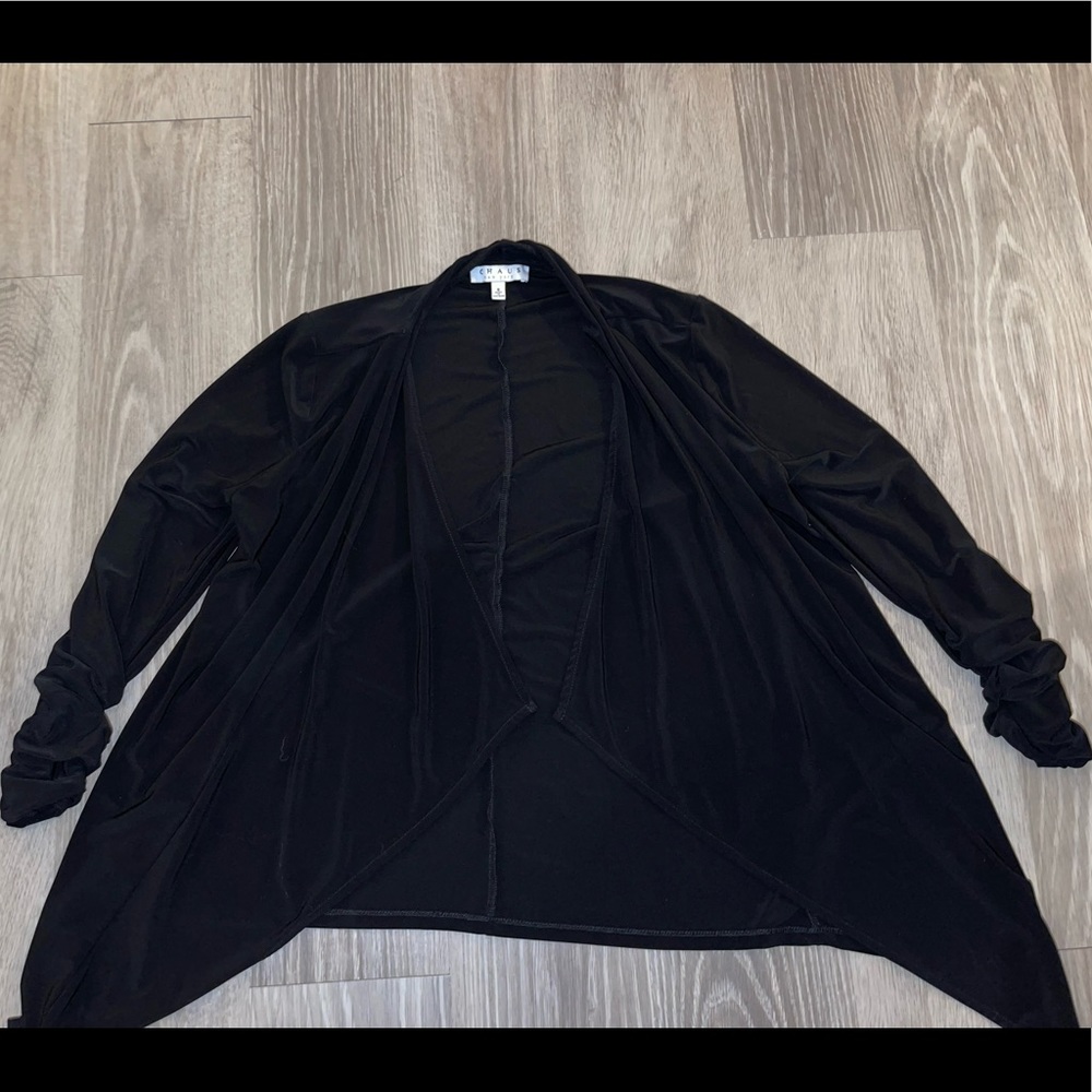 dressy cardigan ruched sleeves black